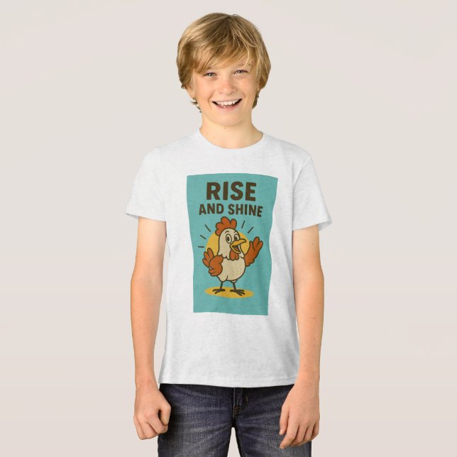 Rise and Shine Happy Chicken Tri-Blend Shirt (Vorderseite voll)