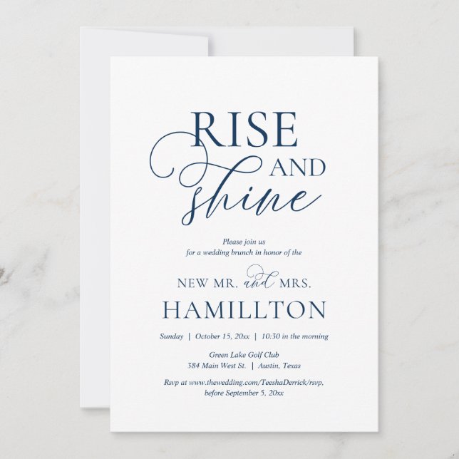 Rise and Shine, Post Hochzeit Brunch Celebration i Einladung (Vorderseite)