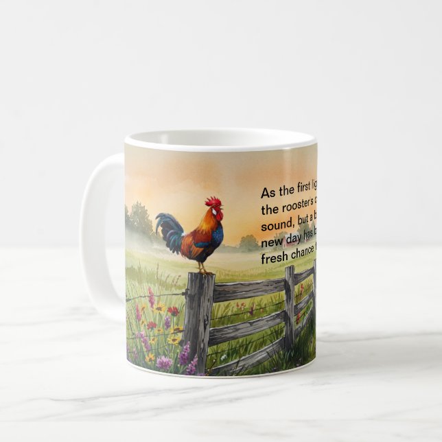 Rise and Shine Rooster Tasse (Vorderseite Links)