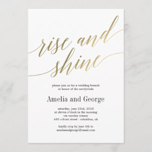 Rise and Shine Wedding Brunch Imitats Gold Script Einladung