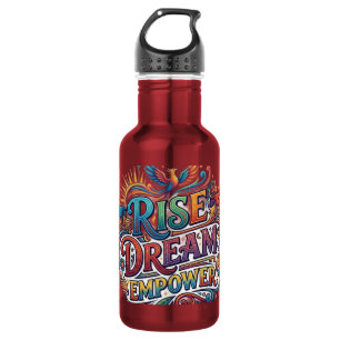 Rise Dream Empower – Inspirierende Typografie Edelstahlflasche