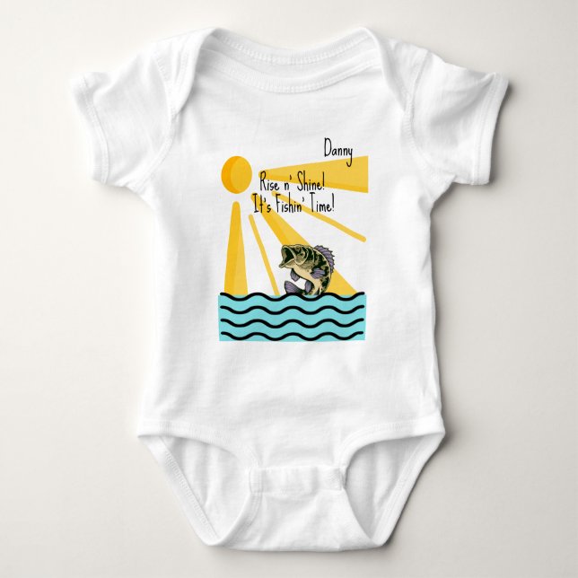 "Rise n' Shine! Es ist 'Fishn' Time!" Custom Baby Strampler (Vorderseite)