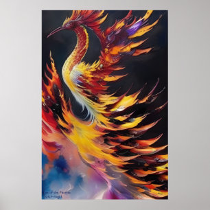 Rise of the Phoenix - AI Fantasy Art Print Poster