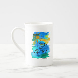 Rise & Shine Blue Sky Hand bemalt Prozellantasse