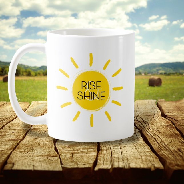 Rise & Shine Sun Gelb Happy Illustriert Kaffeetasse (Von Creator hochgeladen)