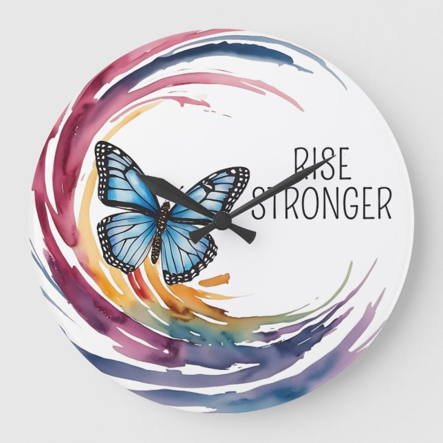 Rise Stronger Themed Große Wanduhr (Vorderseite)