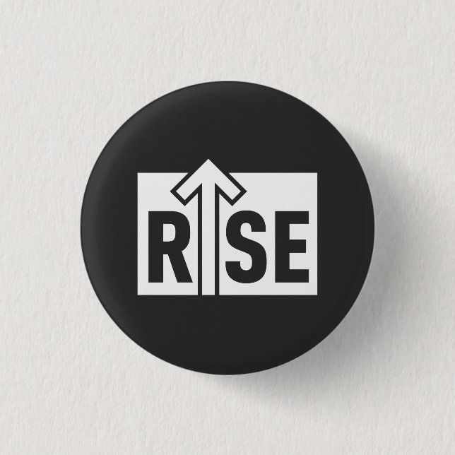 Rise Typografisches Aufmunterndes Schwarzes T-Shir Button (Vorderseite)