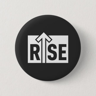 Rise Typografisches Aufwärts Rein Schwarz T-Shirt Button
