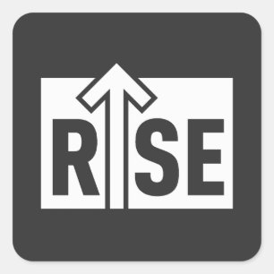 Rise Typografisches Aufwärts Sauberes Schwarzes Sh Quadratischer Aufkleber