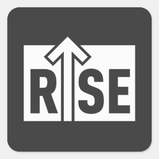 Rise Typografisches Aufwärts Sauberes Schwarzes Sh Quadratischer Aufkleber