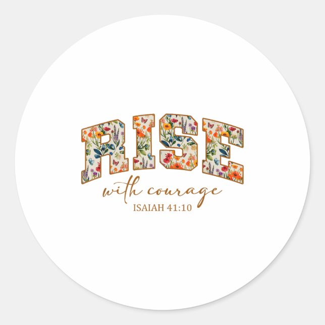 Rise With Courage Christian Religion Bible Scriptu Runder Aufkleber (Vorderseite)