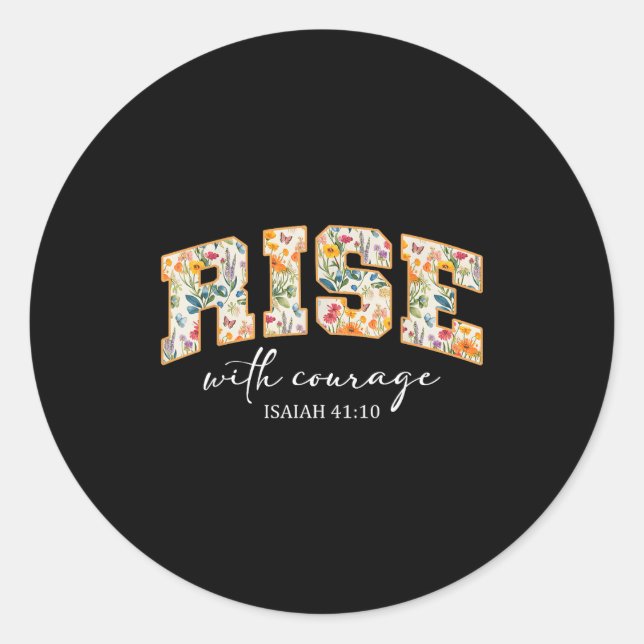 Rise With Courage Christian Religion Bible Scriptu Runder Aufkleber (Vorderseite)