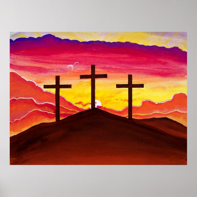 Rised, wie er sagte drei Kreuze Jesus Ostern Poste Poster (Vorne)