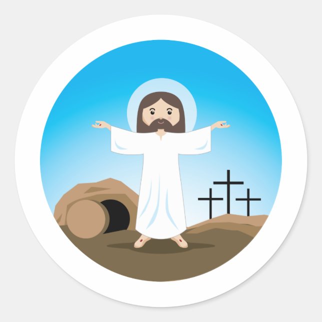 Risen Christ Runder Aufkleber (Vorderseite)