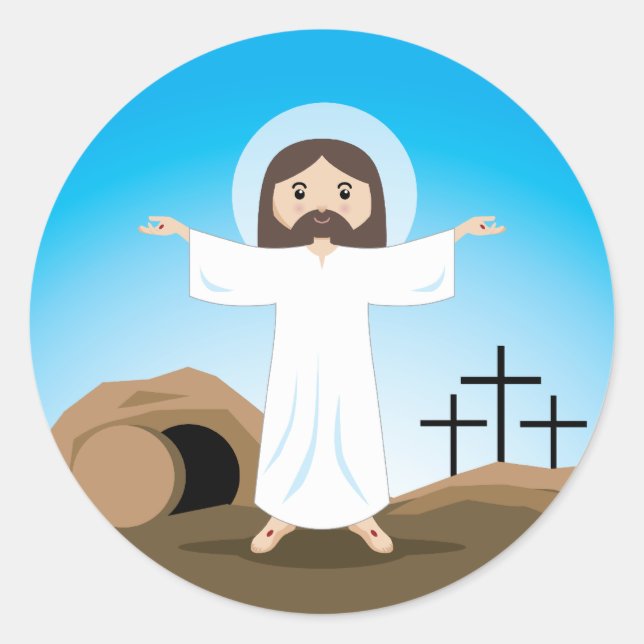 Risen Christ Runder Aufkleber (Vorderseite)