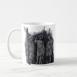 Risen Christ zwischen Heiligen Andrew und Longinus Kaffeetasse