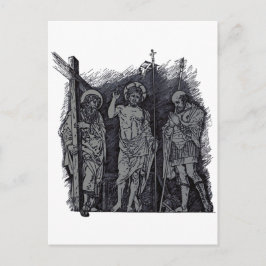 Risen Christ zwischen Heiligen Andrew und Longinus Postkarte