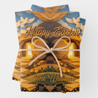 Risen Jesus Empty Tomb 3D Papercut Easter Geschenkpapier Set