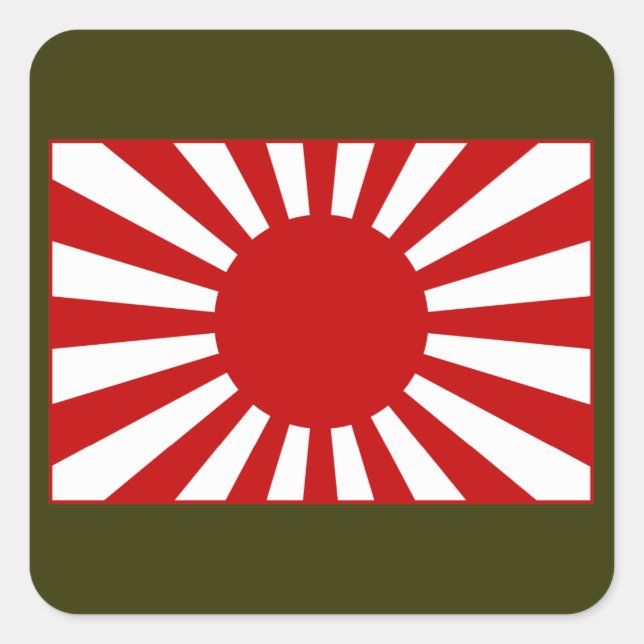 Rising Sun Flag 3 Quadratischer Aufkleber (Vorderseite)