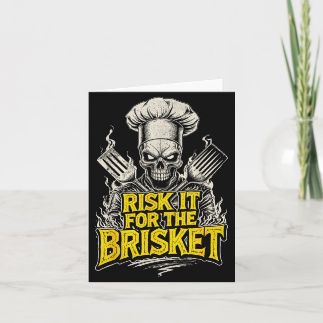 Risk It For The Brisket Funny Bbq Lovers Grill Smo Karte (Vorderseite)