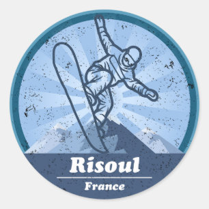 Risoul Skistation - Snowboard Runder Aufkleber