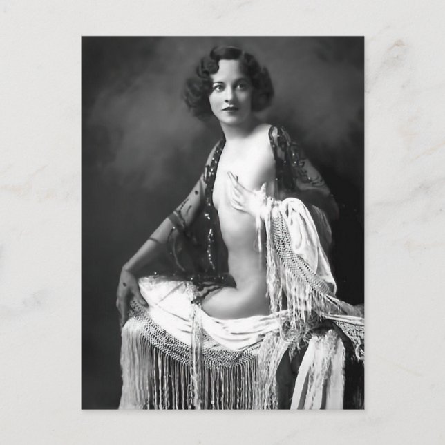 Risque Vintag flapper Girl Französisch Foto Postka Postkarte (Vorderseite)