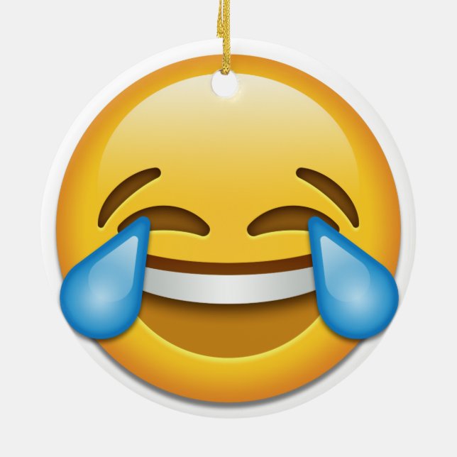 Risse Freude emoji lustiger doppelter Keramikornament (Hinten)