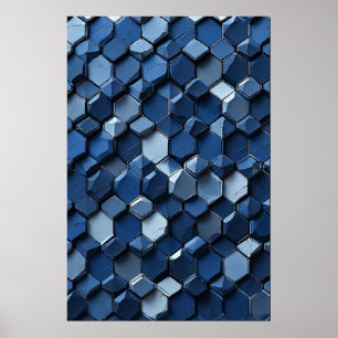 Risse HexagonalTiles: Abstrakt Blue Geometric Poster