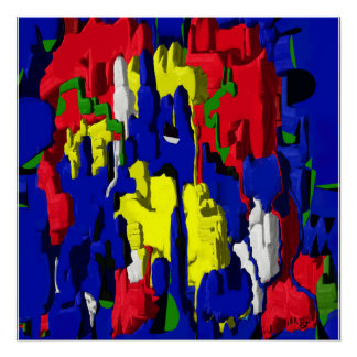 Risse im Blau, abstrakt Poster
