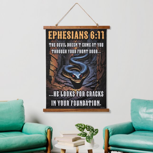 Risse in Ihrer Stiftung Ephesianer 6:11 Wandteppich Mit Holzrahmen (Wohnzimmer)