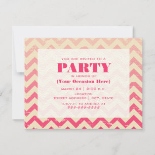 Risse Rosa Ombre Zigzag Party Einladung