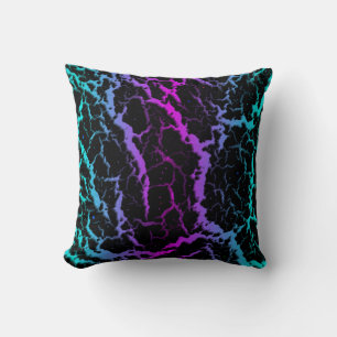 Rissige Space Lava - Cyan/Rosa Kissen