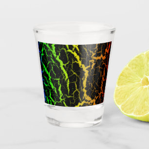 Rissige Space-Lava - Regenbogen BGYOR Schnapsglas