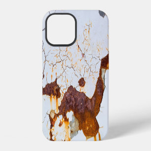 Rissige weiße Farbe, rostiges Auto. iPhone 12 Hülle