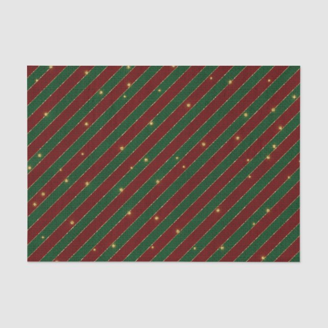 RISTMAS RED & GREEN DIAGONAL STRIPES SEIDENPAPIER (Vorderseite)