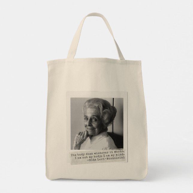 Rita Levi-Montalcini Zitat Frauen in der Wissensch Tragetasche (Rückseite)