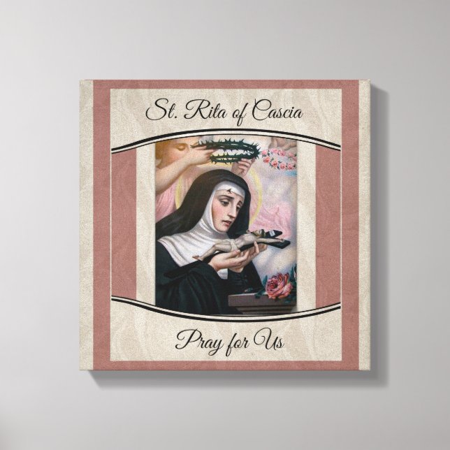 Rita of Cascia Thorns Rose Crucifix Leinwanddruck (Vorderseite)