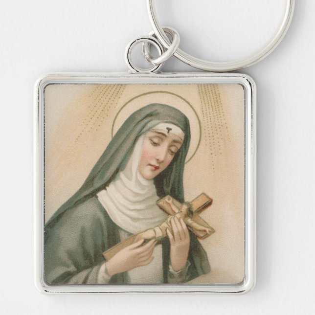 Rita von Cascia (M 015) Premium Square Metal Schlüsselanhänger (Vorne)