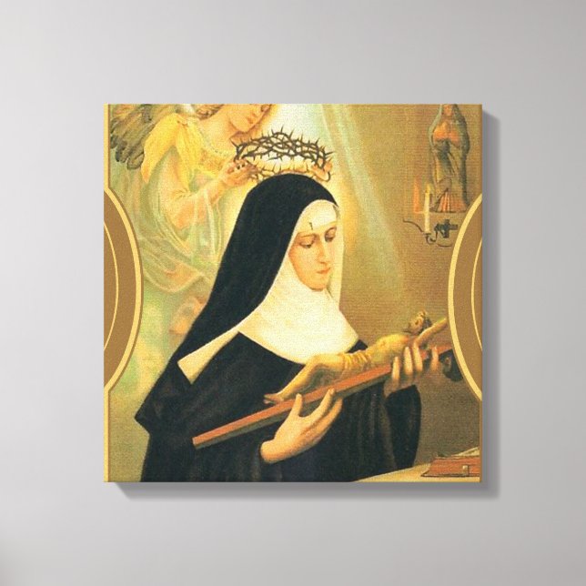 Rita von Cascia mit Krone von Thorns Angel Leinwanddruck (Vorderseite)