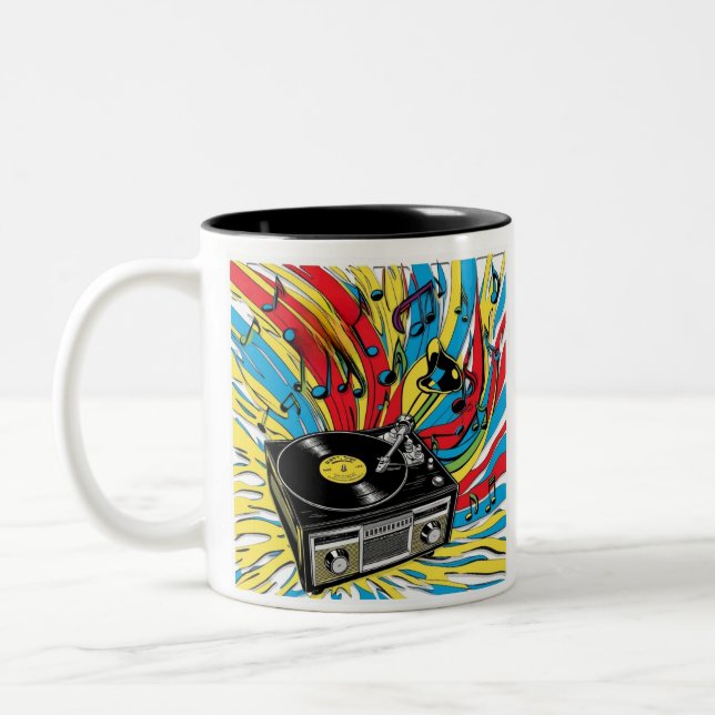 Ritmo Retro – Tocadiscos de los 80 Zweifarbige Tasse (Links)