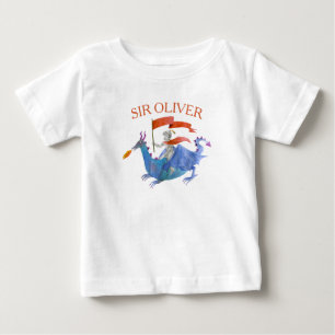 Ritter auf Drachen mit individuellem Namen Kindert Baby T-shirt