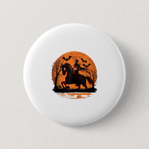 Ritter auf einem Pferd mit Kürbis auf seinem Kopf Button