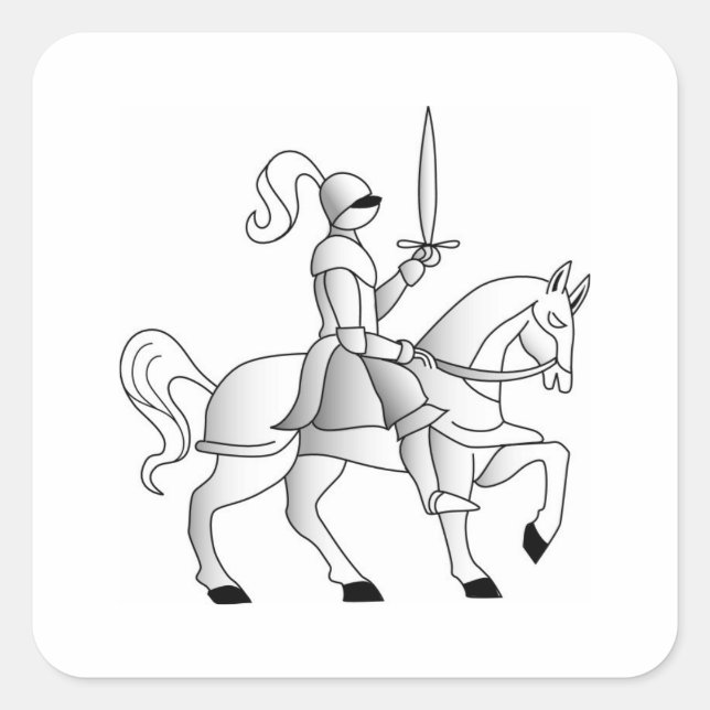 Ritter auf Pferd Quadratischer Aufkleber (Vorderseite)