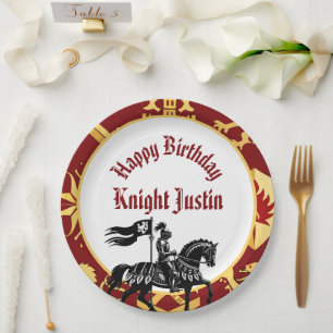 Ritter des Königshofs Mittelalterlicher Geburtstag Pappteller