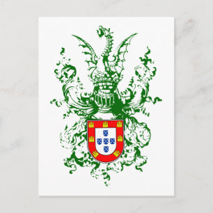 Ritter, Drache und portugiesisches Wappen Postkarte