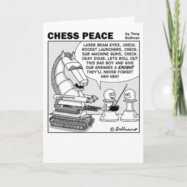 Ritter erinnert sich an Schach Peace Cartoon Karte (Vorderseite)