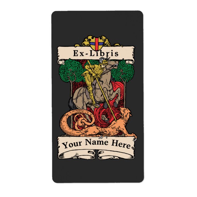 Ritter erschlägt Drache Ex-Libris Vorlage (Vorne)