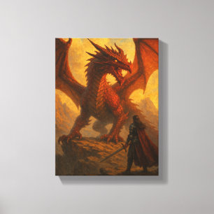 Ritter gegenüber dem Roten Drachen auf der fiery M Leinwanddruck
