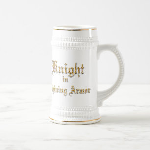 Ritter-glänzender Rüstungs-Goldblick-Text Bierglas