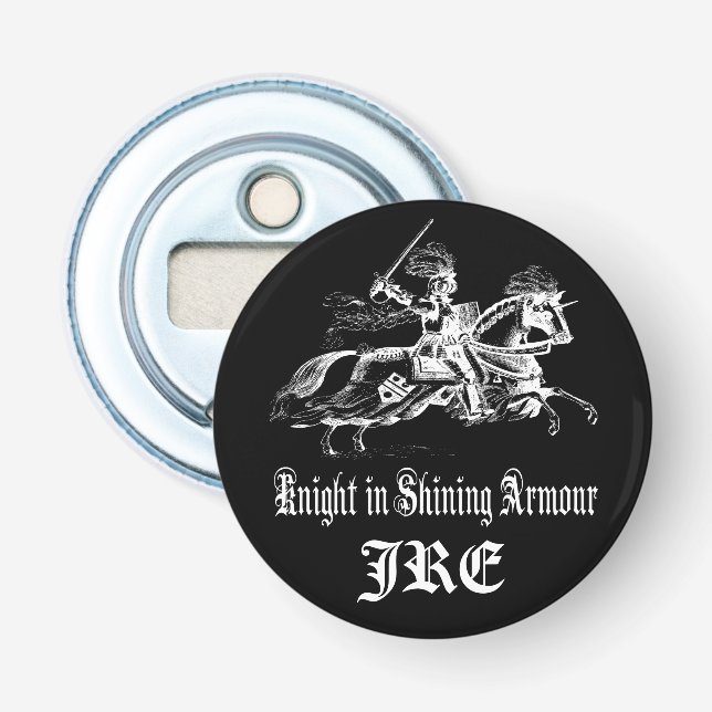 Ritter in den glänzende Rüstungs-mit Monogramm Flaschenöffner (Vorderseite)